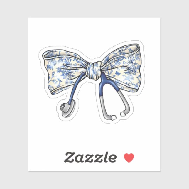 Sticker Noeud papillon infirmière coquette stéthoscope (Feuille)