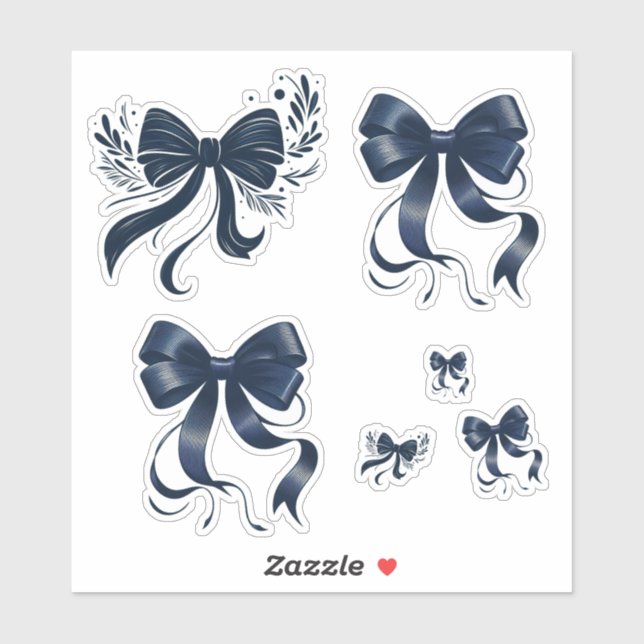 Sticker Nœuds Coquettes Bleu Marine Élégants (Feuille)
