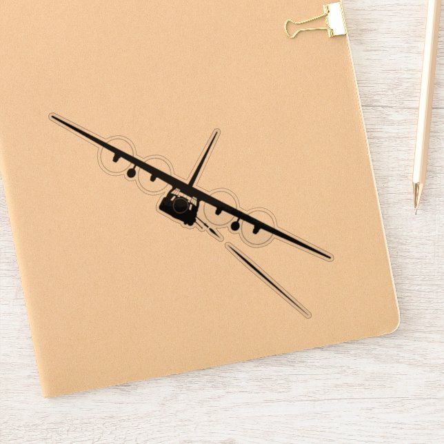 Sticker Noir AC-130 Vue avant Silhouette (Carnet)
