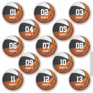 Sticker noir blanc équipe couleurs basketball 13 joueurs
