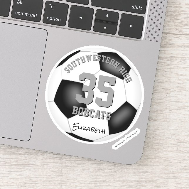 Sticker noir blanc gris nom de l'équipe filles garçons foo (Détail)