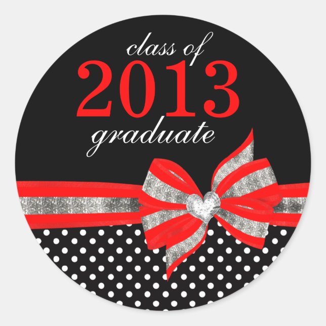 Sticker noir blanc Polka rouge point de graduation (Devant)