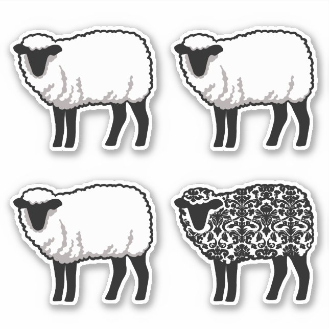 Sticker Noir Damask Sheep (Devant)