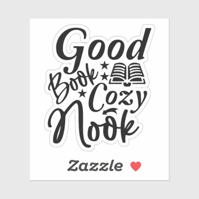 Sticker Noir et blanc Bon livre Cosy Nook (Feuille)