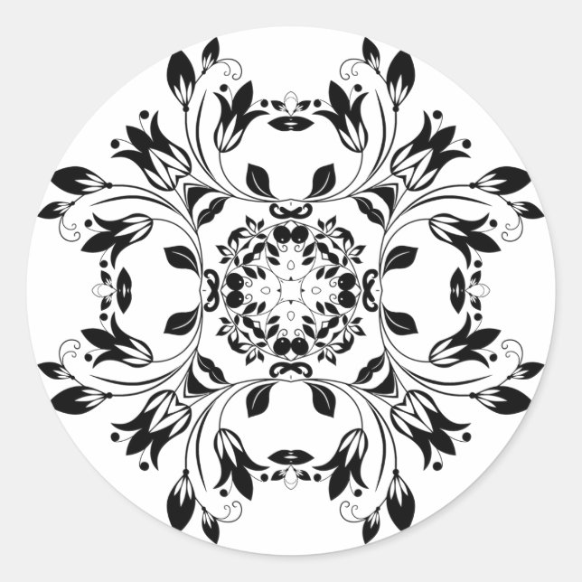 Sticker noir et blanc Damask (Devant)