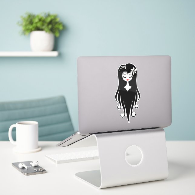 Sticker Noir et blanc jolie Ghoul (Ordinateur portable sur le bureau)