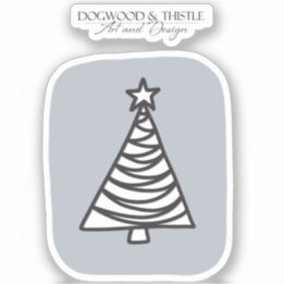 Sticker Noir et blanc sur Doodle gris Arbre de Noël