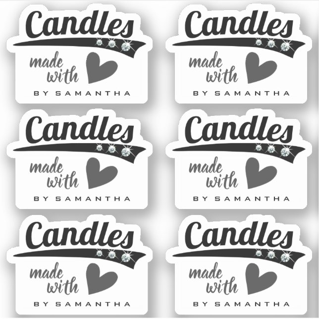 Sticker Noir moderne et gris fait avec des bougies de coeu (Devant)