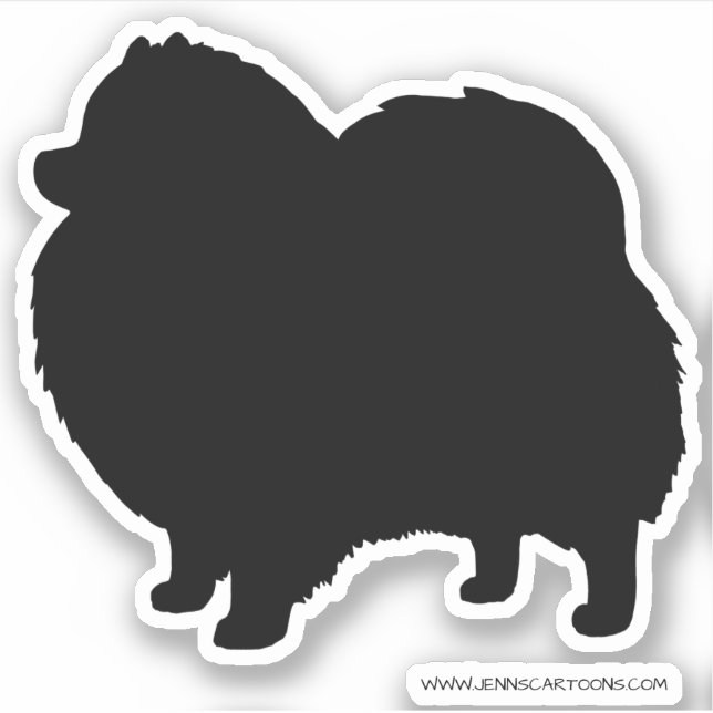 Sticker Noir Poméranien Silhouette Cute Chien race (Devant)