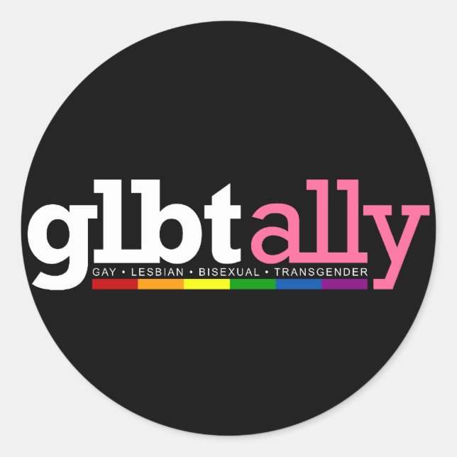 Sticker noir rond GLBT Ally (Devant)