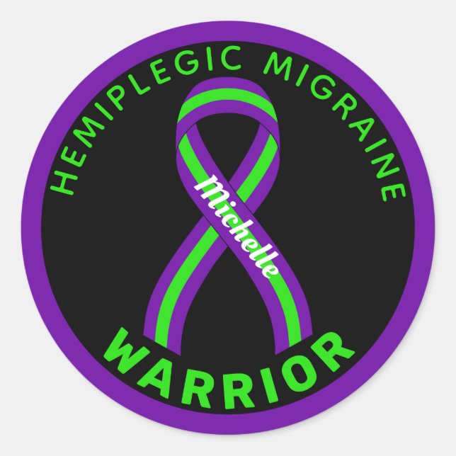 Sticker noir rond Hemiplegic Migraine (Devant)
