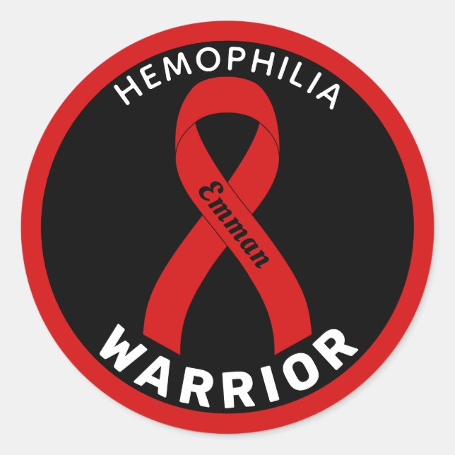 Sticker noir rond Hemophilia Warria (Devant)