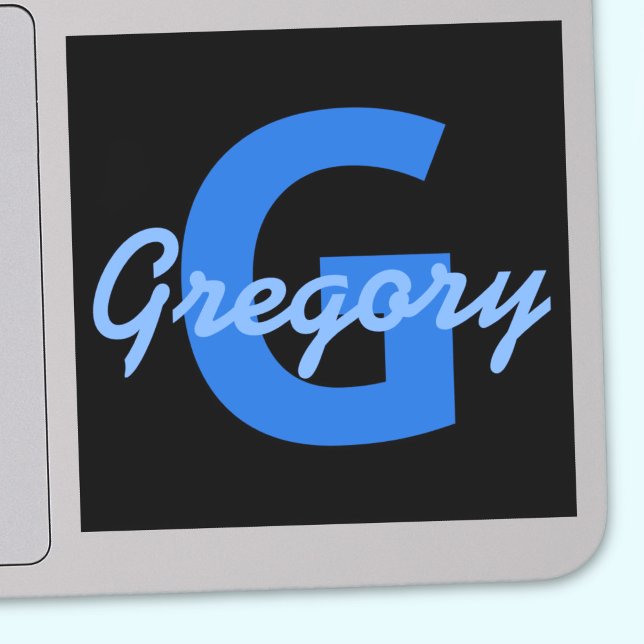 Sticker Nom bleu et monogramme (Créateur téléchargé)