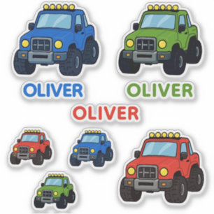 Sticker Nom de camion monstre coloré mignon pour enfants
