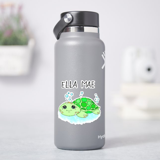 Sticker Nom de dessin personnalisé de la tortue mûre (HydroFlask)