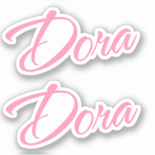 Sticker Nom de la Dora en rose x2