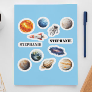 Sticker Nom de la fusée de l'astronaute Planètes spatiales