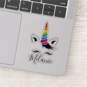 Sticker Nom de la licorne Glam Rainbow