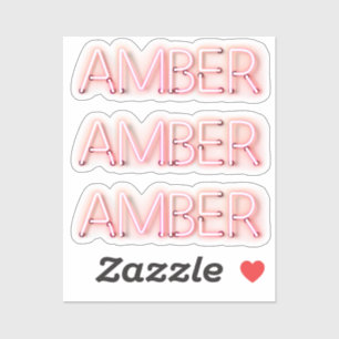 Sticker Nom de l'ambre en néon brillant nouveauté x3
