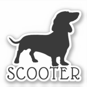 Sticker Nom de l'animal Silhouette Teckel Chien