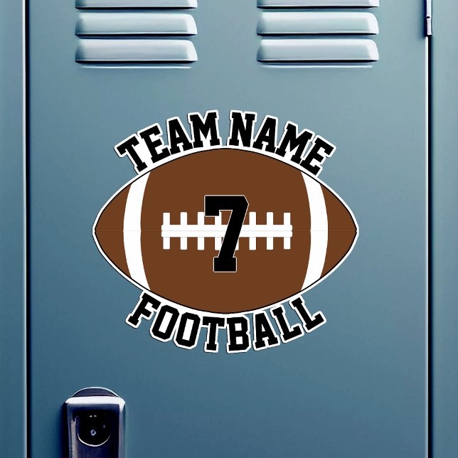 Sticker Nom de l'équipe de football et numéro du joueur Sp (Custom football sticker with custom team name and player number on a locker room locker)