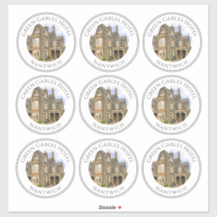 Sticker Nom de l'hôtel et photo sur la feuille de 9 autoco