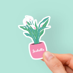 Sticker Nom de plante d'intérieur de lys de la paix mignon