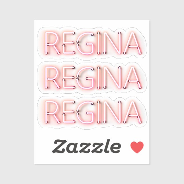 Sticker Nom de Regina en néon brillant nouveauté x3 (Feuille)