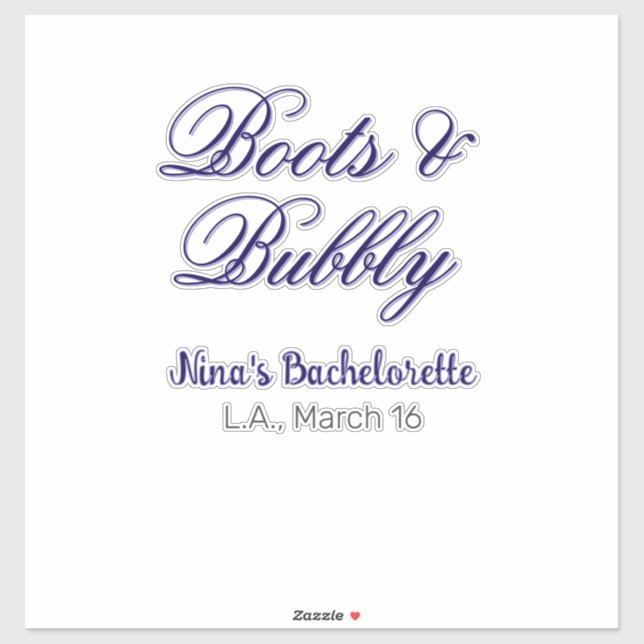 Sticker nom d'enterrement de vie de jeune fille Boots & Bu (Feuille)