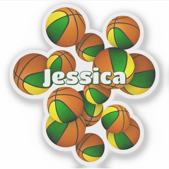 Sticker nom des enfants en or vert couleurs de l'équipe ba (Devant)