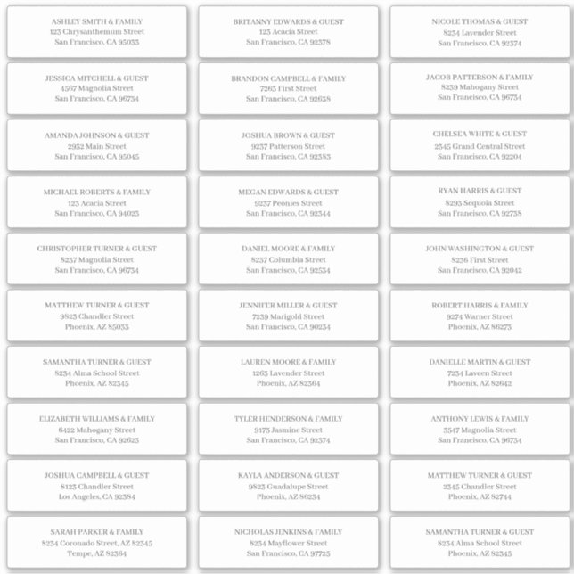 Sticker Nom d'hôte de mariage simple moderne Adresse (Devant)