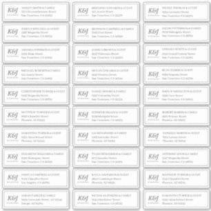 Sticker Nom d'invité Mariage Monogramme classique Adresse