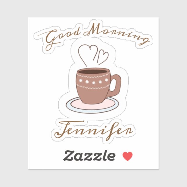 Sticker Nom Du Café Et Du Coeur Du Matin (Feuille)