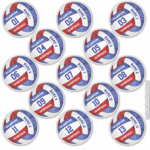 Sticker nom du joueur de volley-ball rouge girly