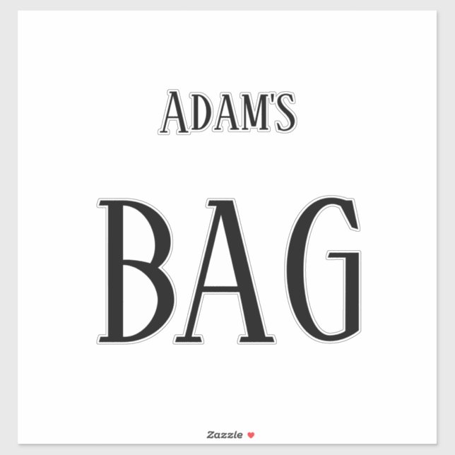 Sticker Nom du monogramme Voyage Personnalisé Texte noir B (Feuille)