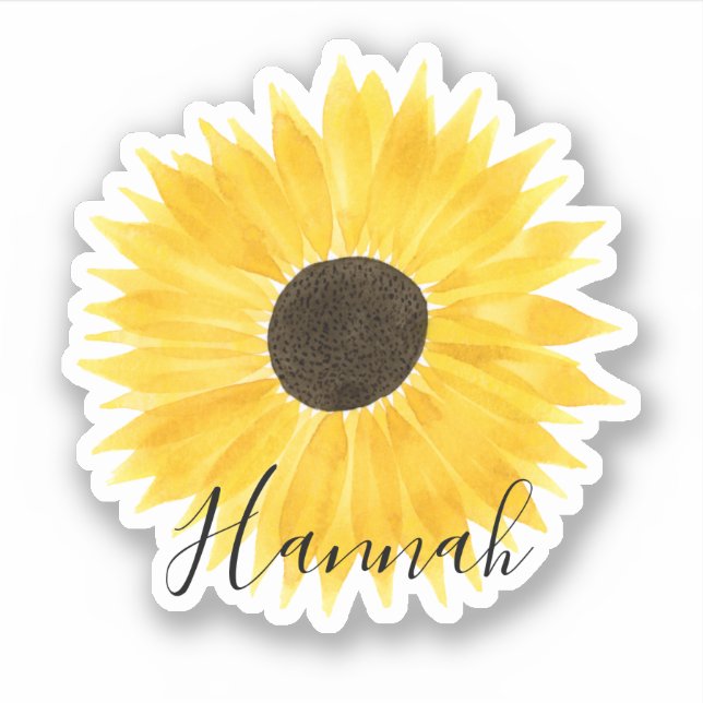 Sticker Nom du tournesol aquarelle (Devant)