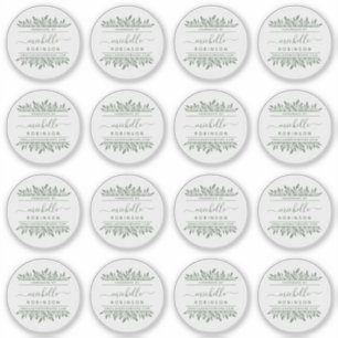 Sticker Nom écrit à la main Sage Green Botanical Fabriqu