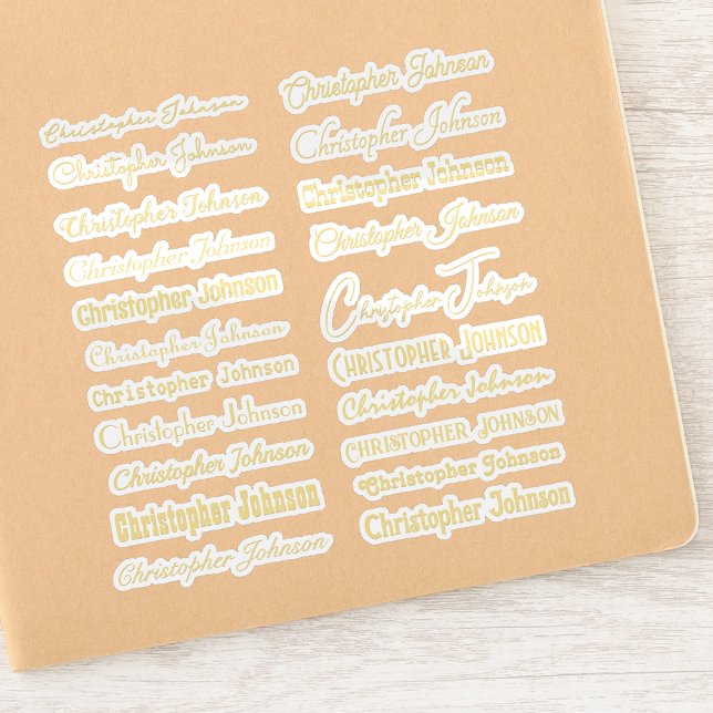 Sticker Nom élégant Signature Gold Texte Script Kiss Coupe (Stylish Name Signature Gold Text Script Kiss Cut Sticker)