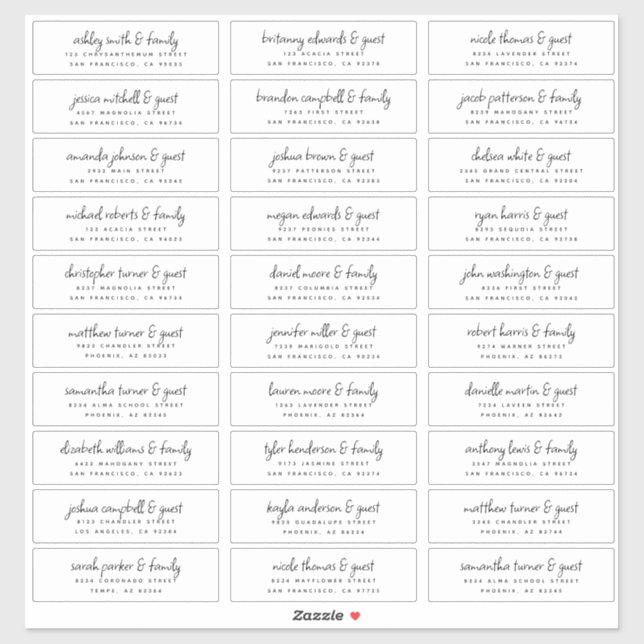 Sticker Nom et adresse du client mariage Moderne Chic Amus (Feuille)