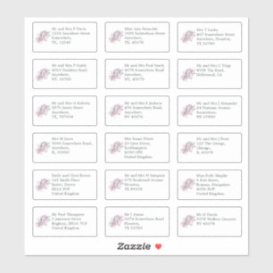 Sticker Nom et adresse individuels Invités du Mariage Flor