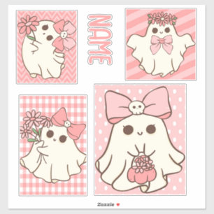 Sticker Nom et fantômes girly personnalisables