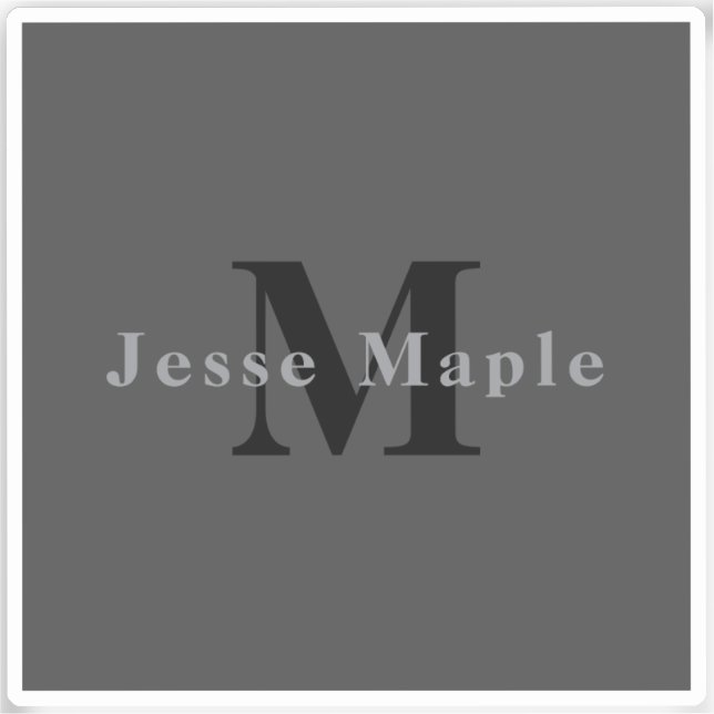 Sticker Nom et monogramme | Dark Gray (Recto)