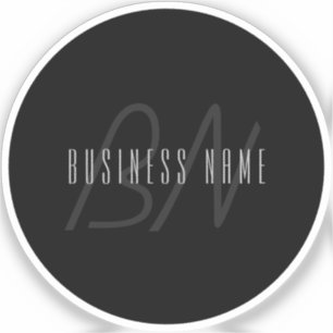 Sticker Nom et monogramme élégants modernes   Gris foncé e