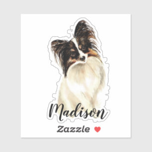 Sticker Nom fait sur commande animal de chien de Papillon