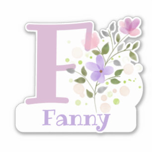 Sticker Nom Fanny & Initiale avec motif floral