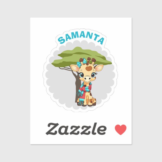Sticker "Nom" Feuille d'autocollants de la girafe dans la  (Feuille)