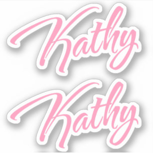 Sticker Nom Kathy en rose x2