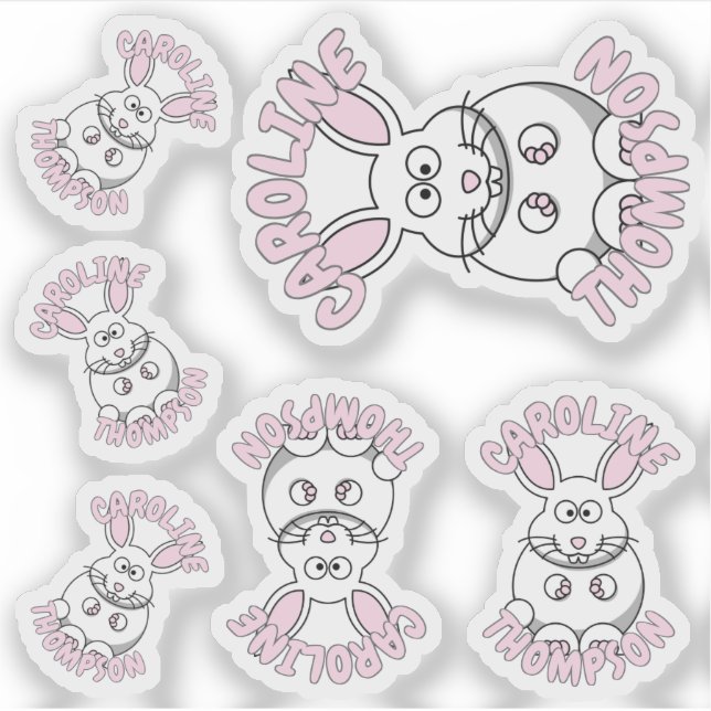 Sticker Nom personnalisé Animal de ferme de lapin (Devant)