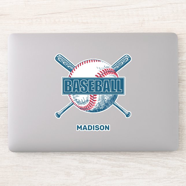 Sticker Nom personnalisé Baseball (Ordinateur)