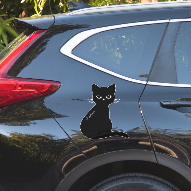Sticker Nom personnalisé Black Cat Car valise (Coté voiture)